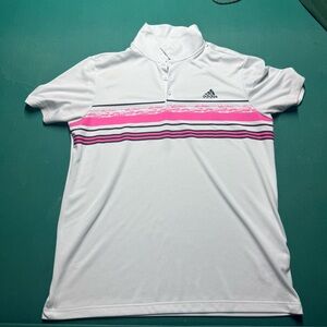 Adidas White and Pink polo